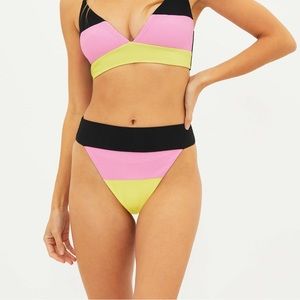 NEW Beach Riot Alexis Bottom Pink Lemonade Colorblock
